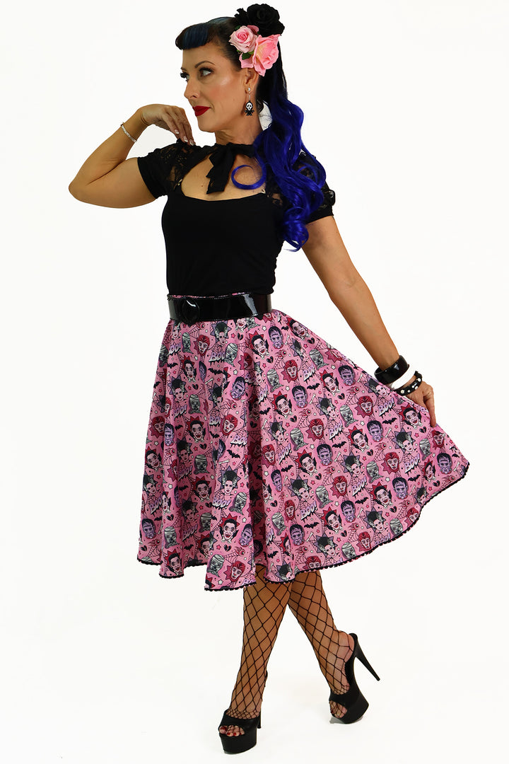 Pink Monster Mash Swing Skirt