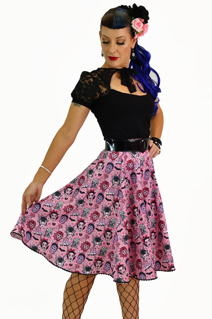 Pink Monster Mash Swing Skirt