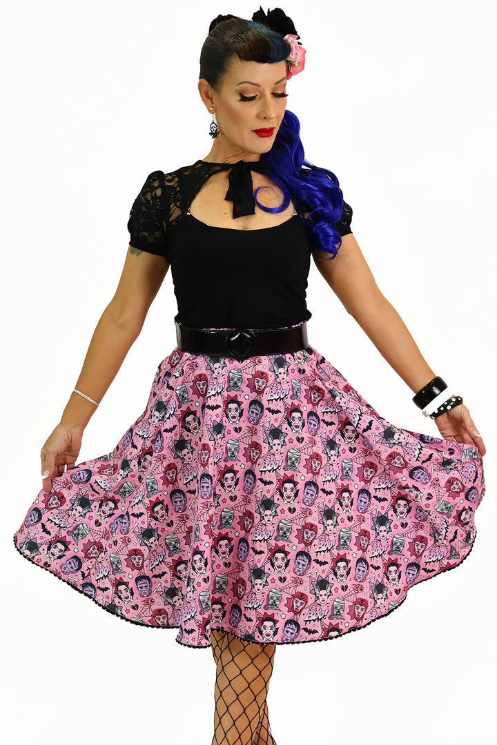 Pink Monster Mash Swing Skirt