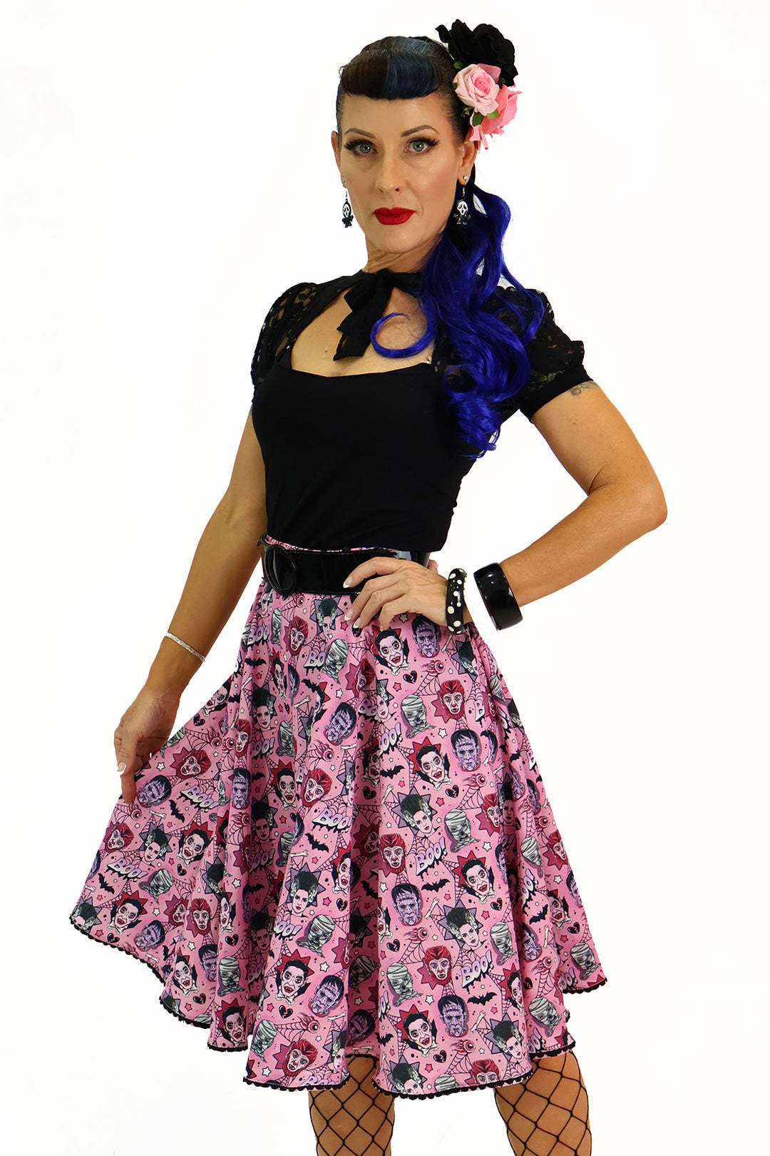 Pink Monster Mash Swing Skirt