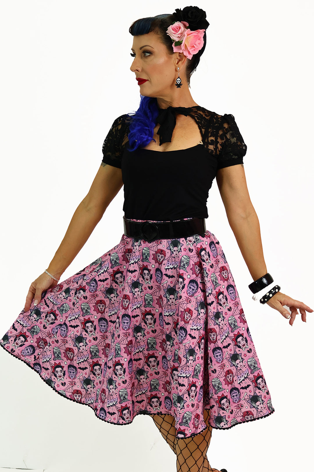 Pink Monster Mash Swing Skirt