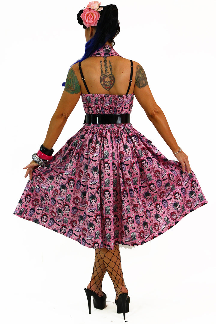 Pink Monster Mash Retro Collar Dress