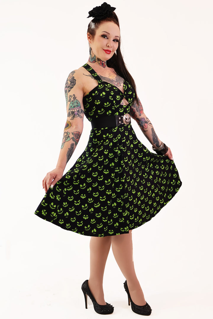 Pumpkin Queen Green and Black Dress