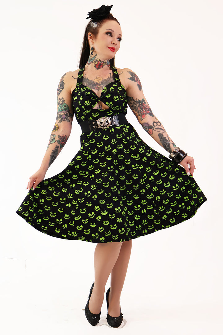 Pumpkin Queen Green and Black Dress