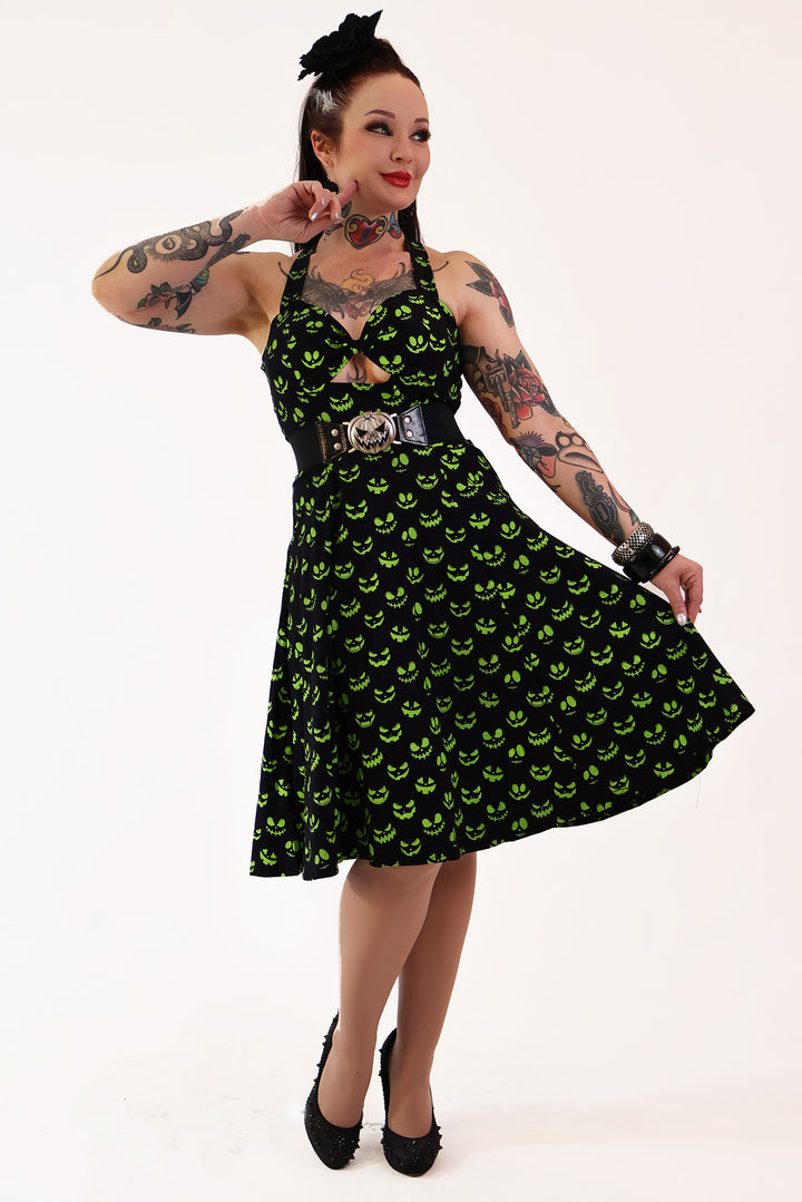 Pumpkin Queen Green and Black Dress