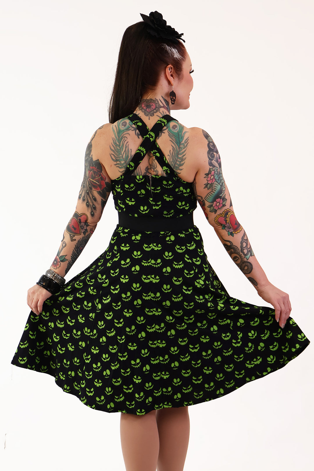 Pumpkin Queen Green and Black Dress