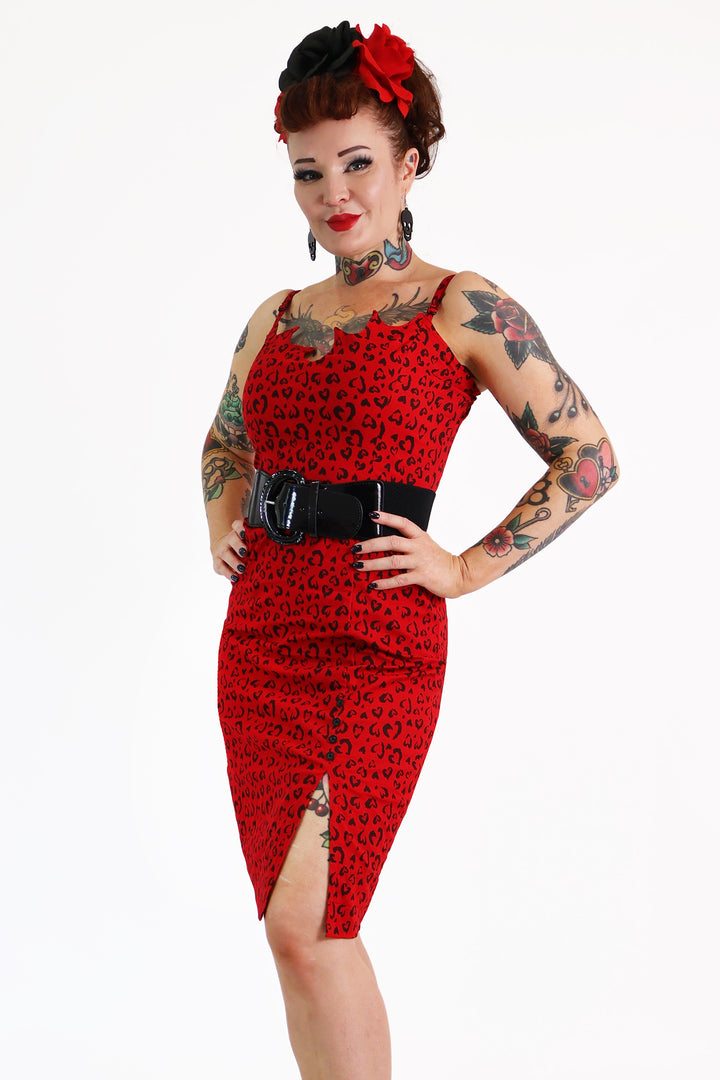 Red Heart Leopard Buffy Dress