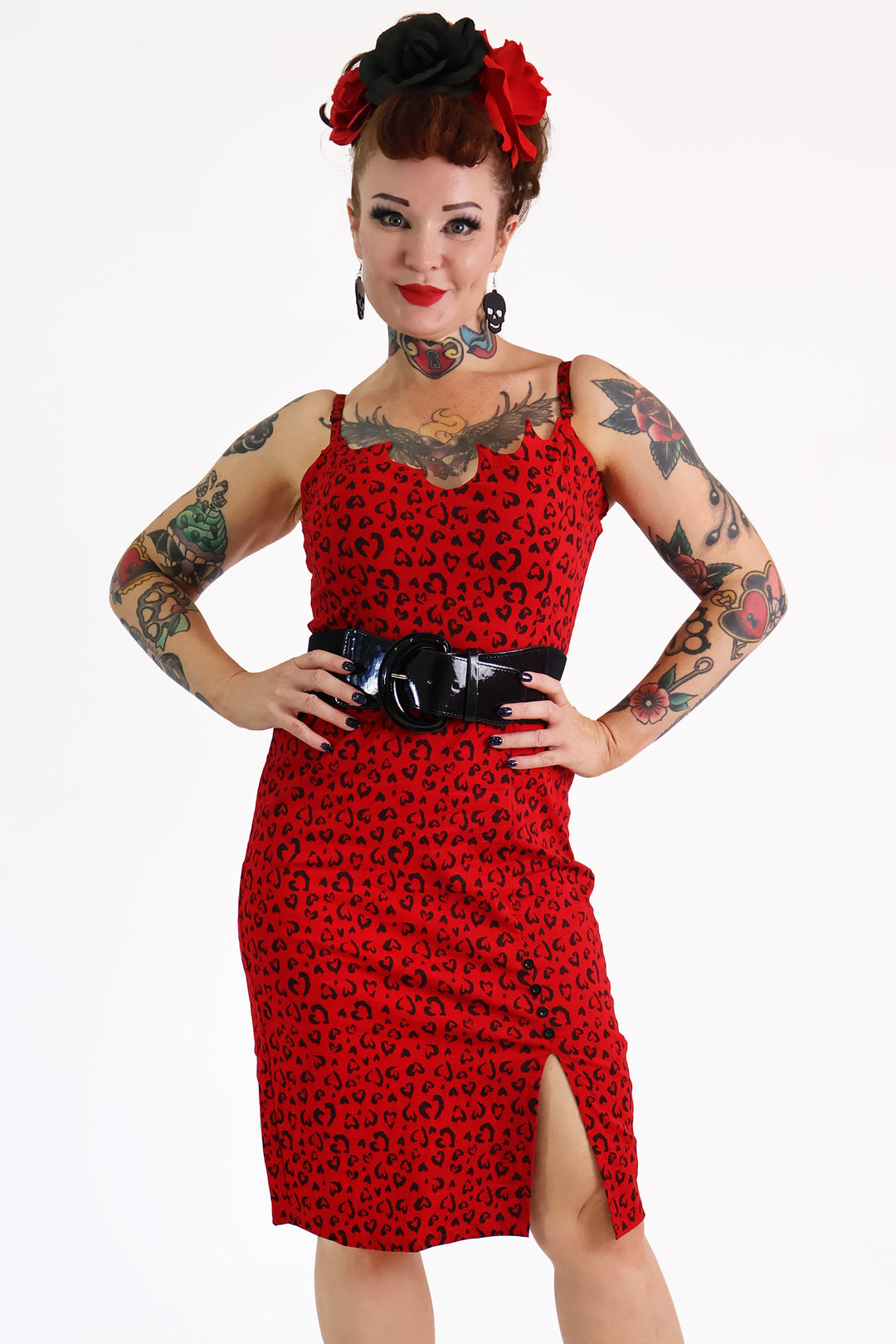 Red Heart Leopard Buffy Dress