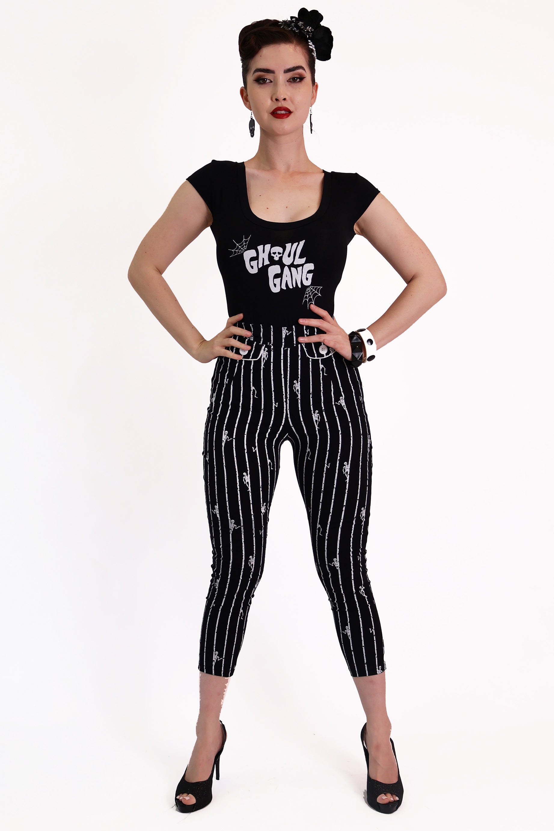 Striped capri pants top