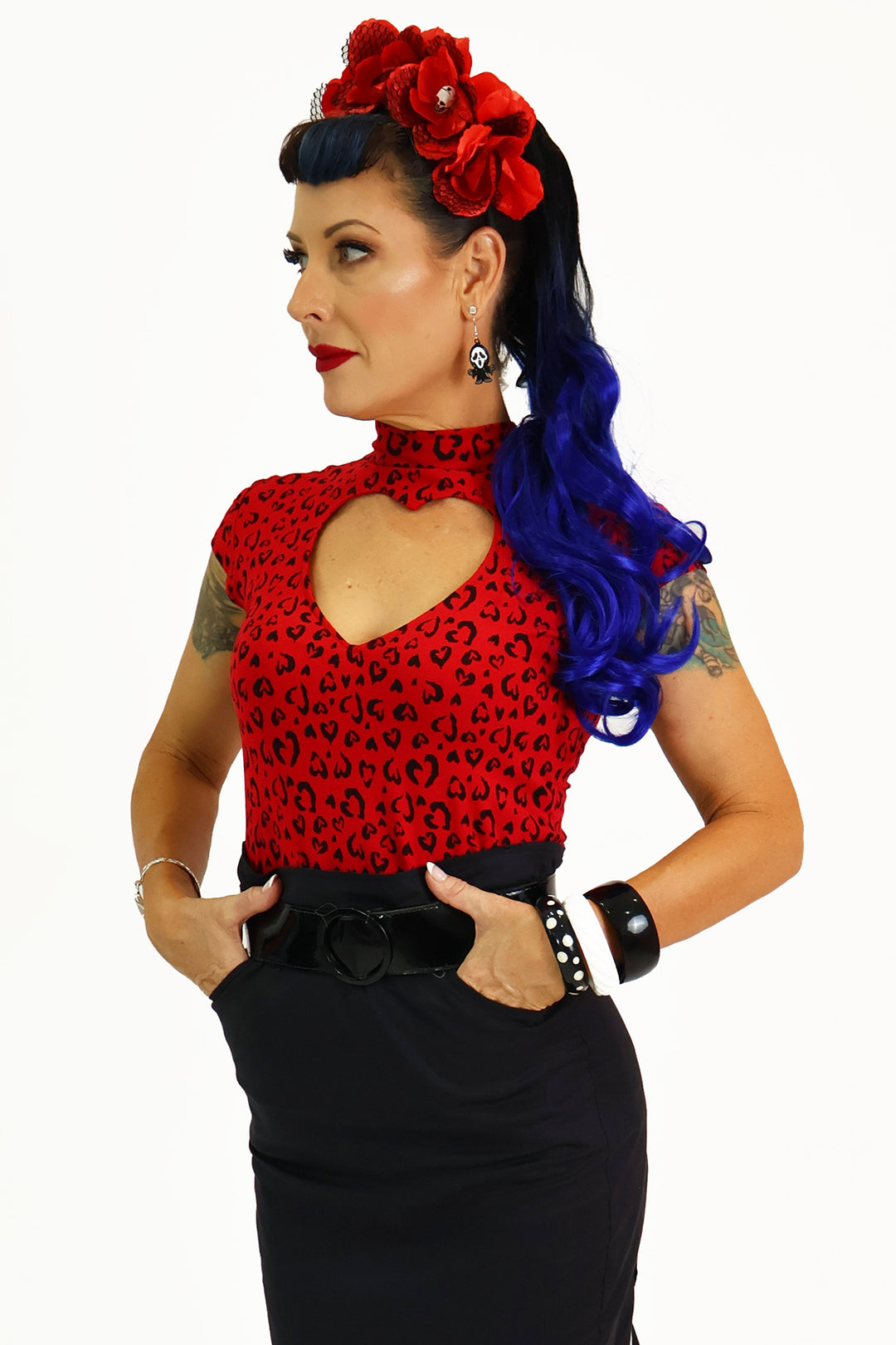 Red Heart Leopard Bad Love Top