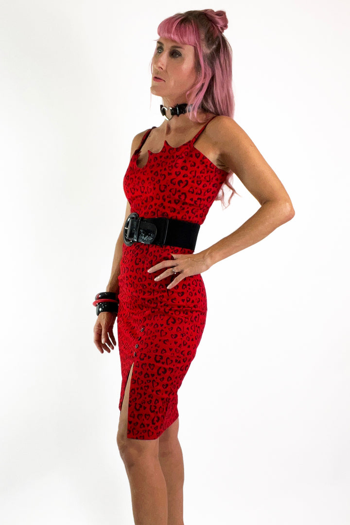 Red Heart Leopard Buffy Dress