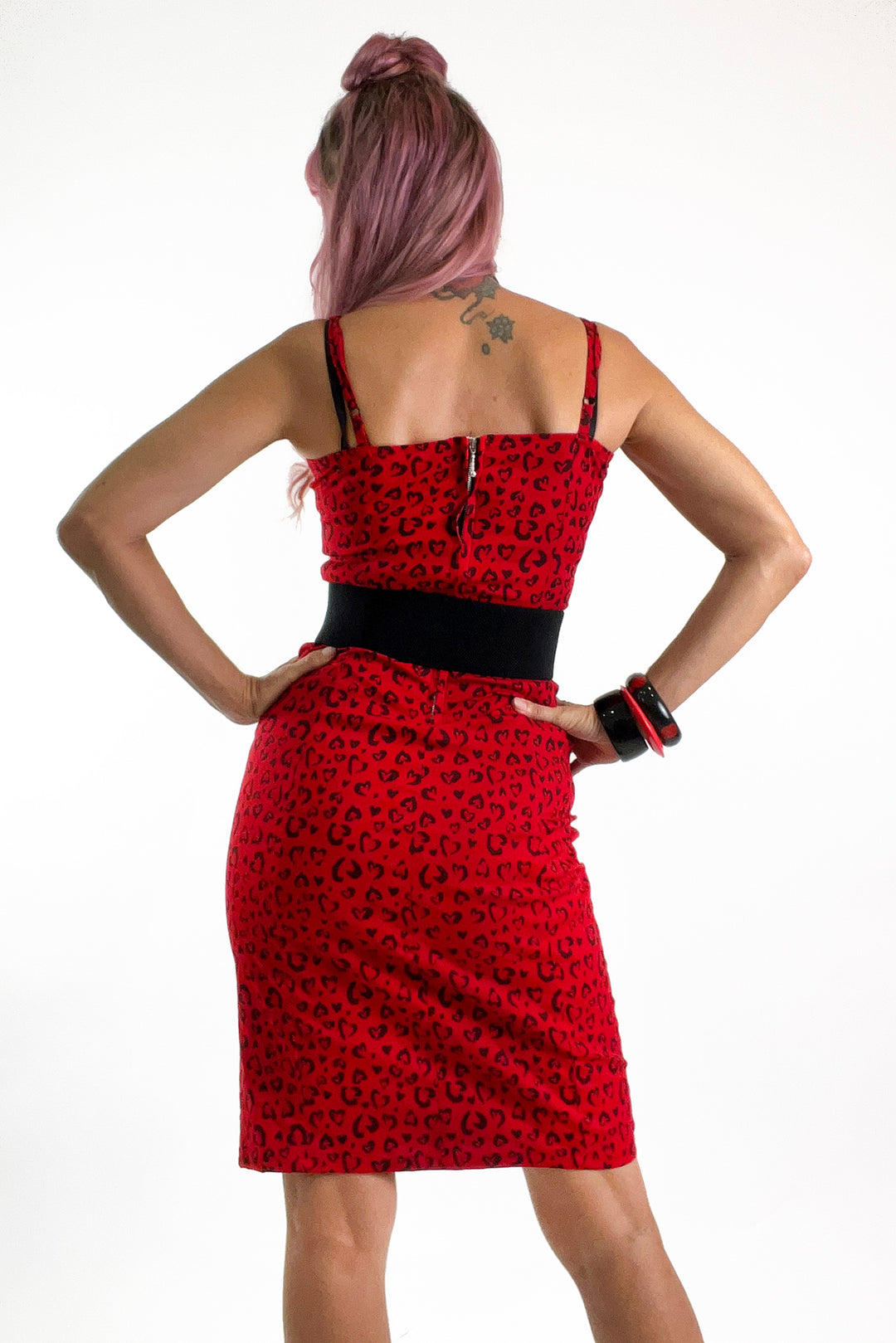 Red Heart Leopard Buffy Dress