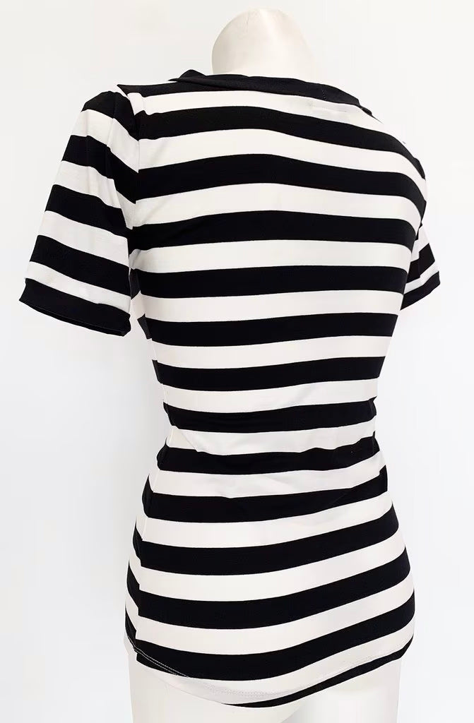 Addams Stripe Short Sleeve Top