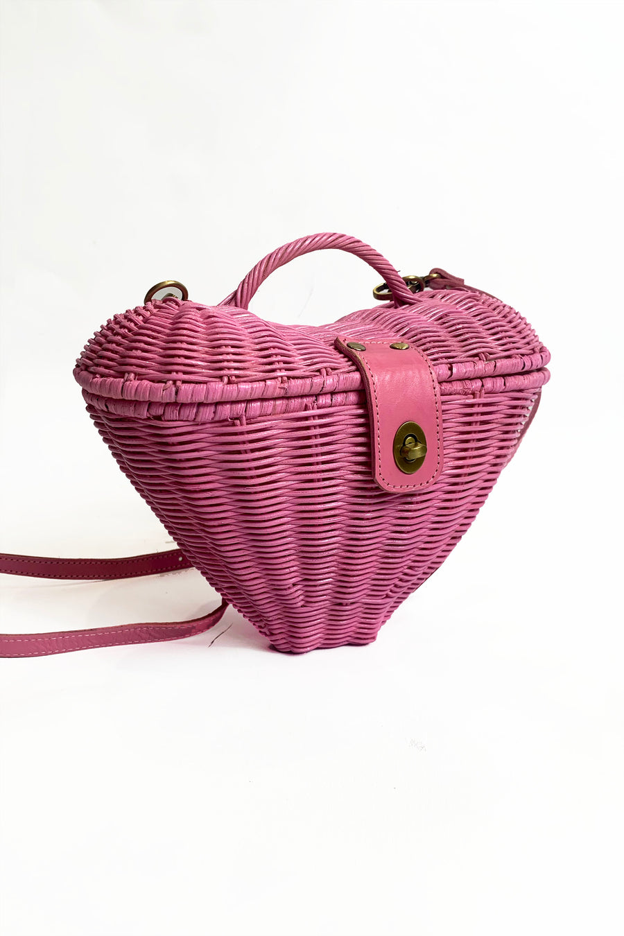 Voodoo Vixen + Heart Wicker Handbag Pink