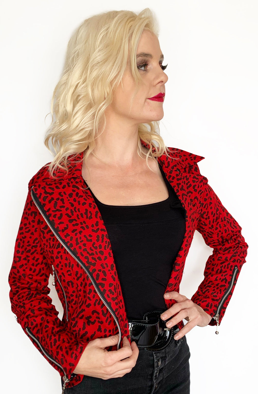 Leopard biker outlet jacket