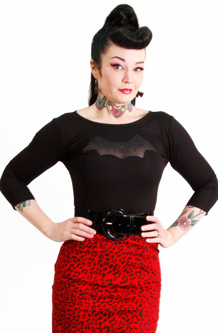 Black Night Wing Top 3/4 Sleeve