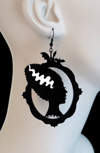 Bride of Frankenstein earrings - Bonsai Kitten retro clothing, pin up clothing 