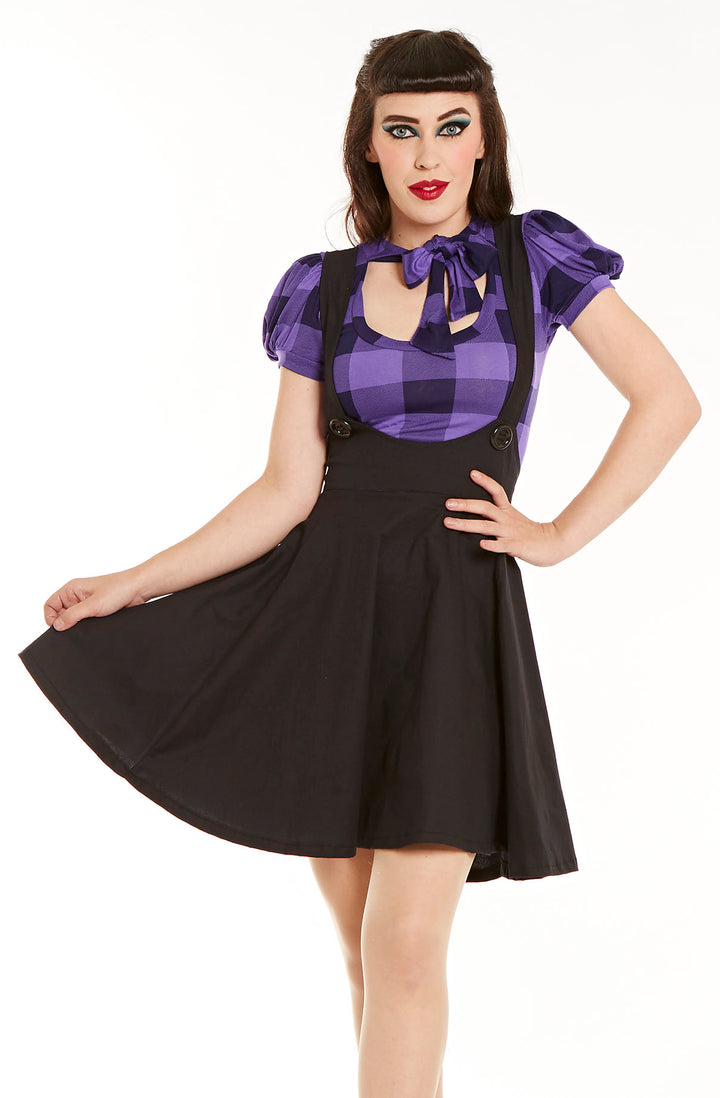 Black Skater pinafore - Bonsai Kitten retro clothing, pin up clothing 