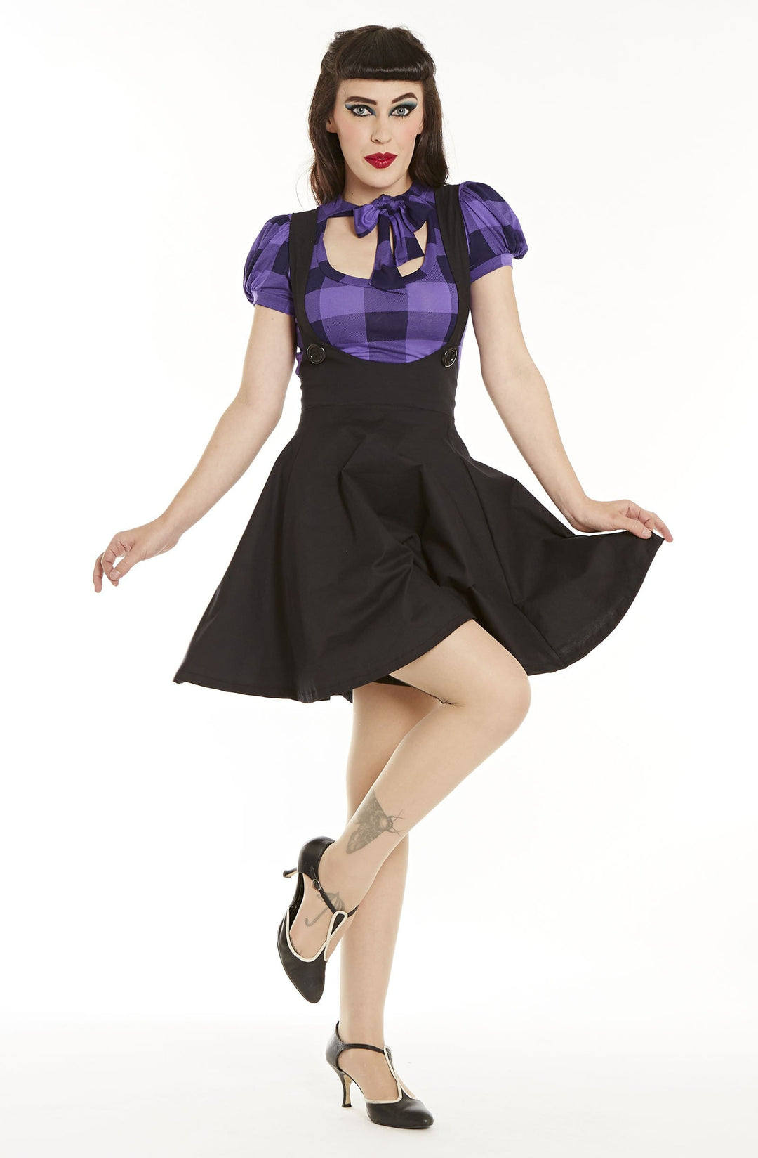 Black Skater pinafore - Bonsai Kitten retro clothing, pin up clothing 