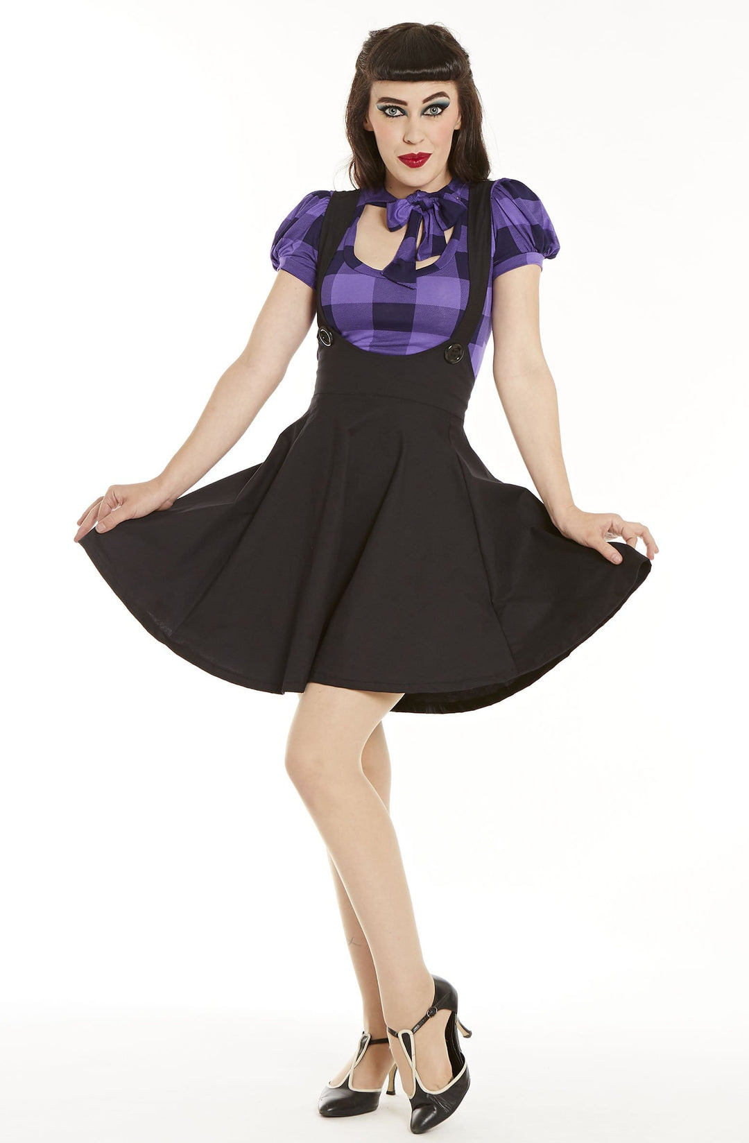 Black Skater pinafore - Bonsai Kitten retro clothing, pin up clothing 